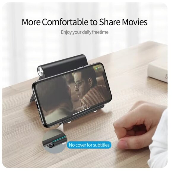 Portable Phone Tablet Desk Holder Stand Foldable Adjustable Angle (Black) - Picture 3 of 7